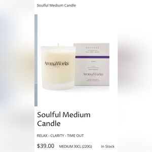 NIB AromaWorks "Soulful" Essential Oils Candle 220g